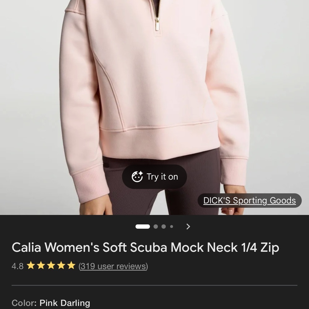 CALIA by Carrie Underwood Pink 1/4 Zip Sweater